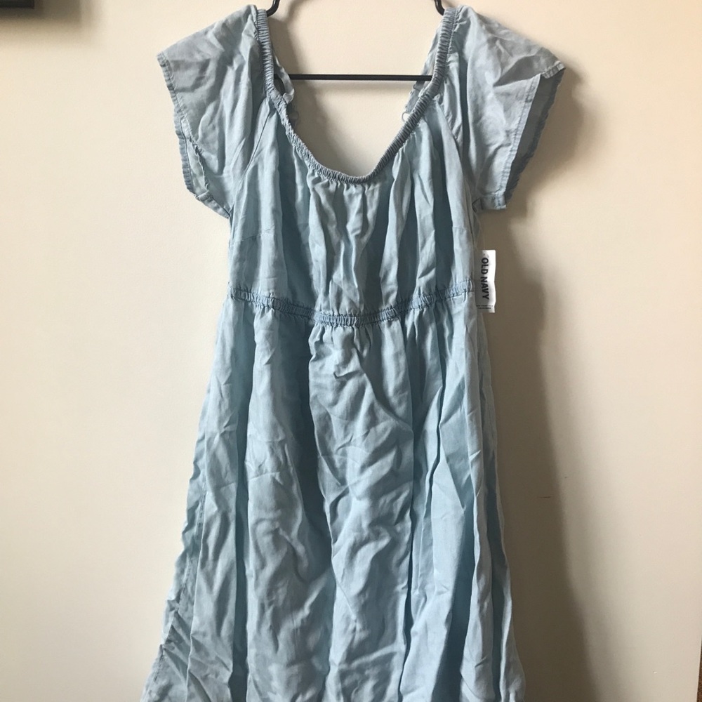 Off-the-shoulder Chambray Dress